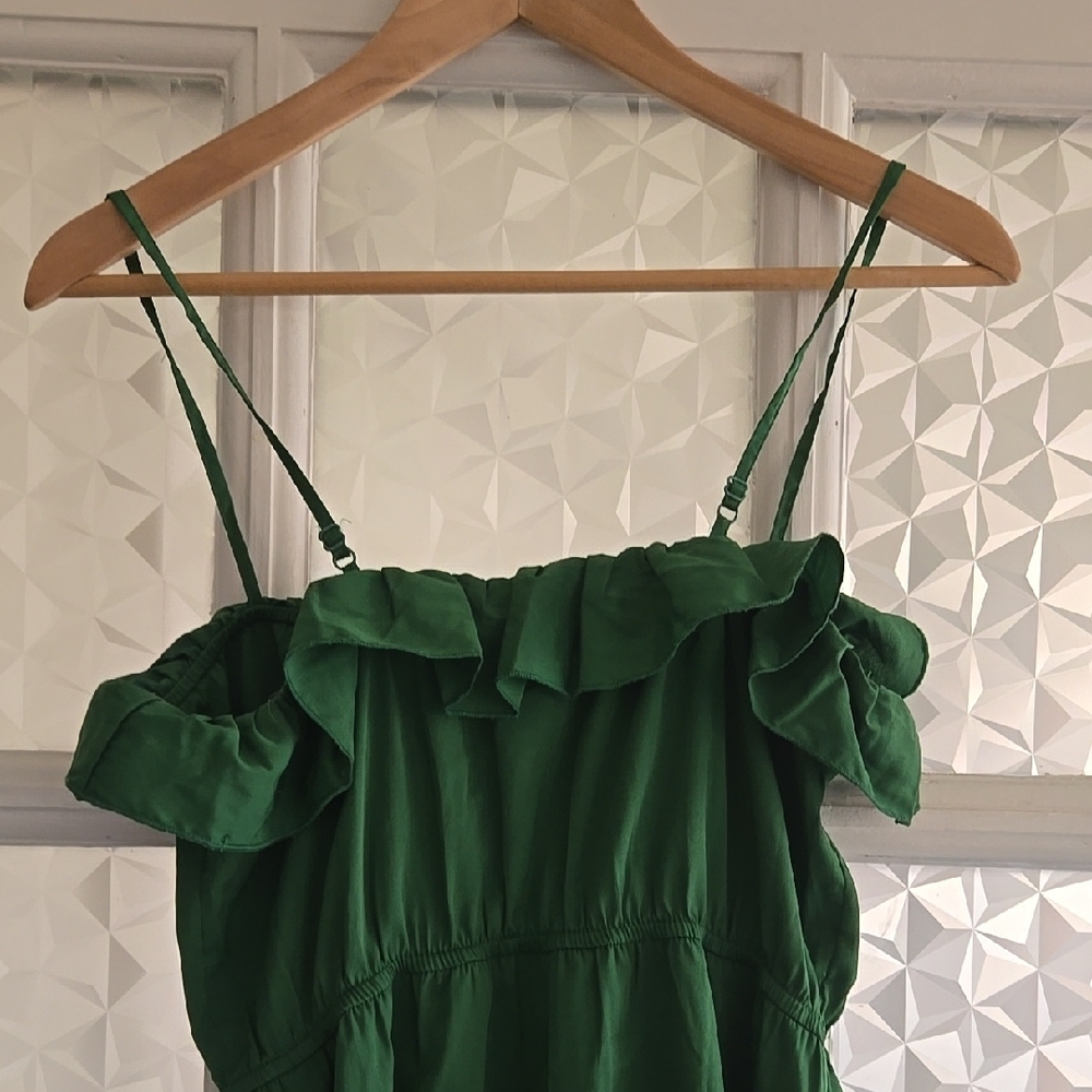 Green Ruched Ruffle Mini Sundress - Picture 8 of 8
